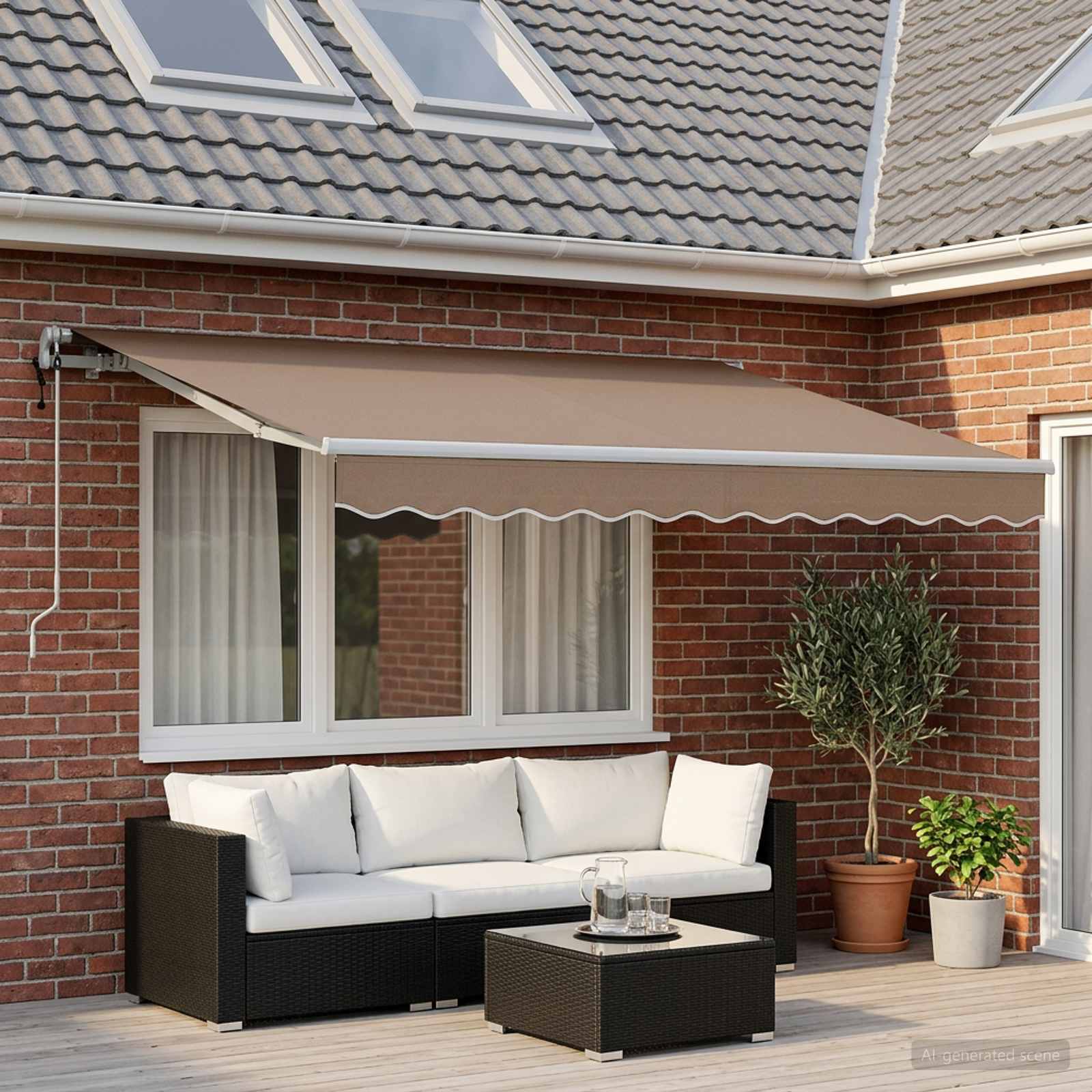 Inklapbaar Zonnescherm Taupe 2,5 x 2 m Stof