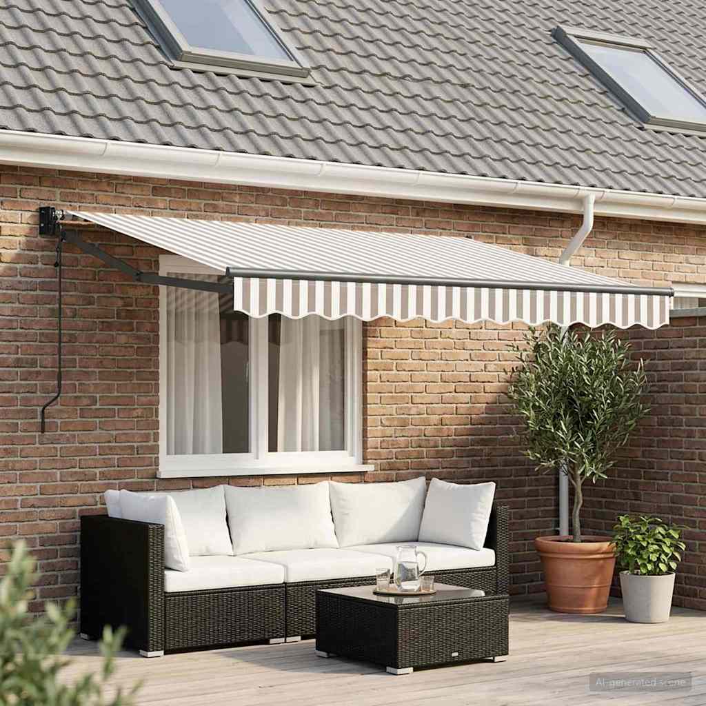Uitschuifbare luifel Lichtgrijs en wit. 3,5 x 2 m – afbeelding 1