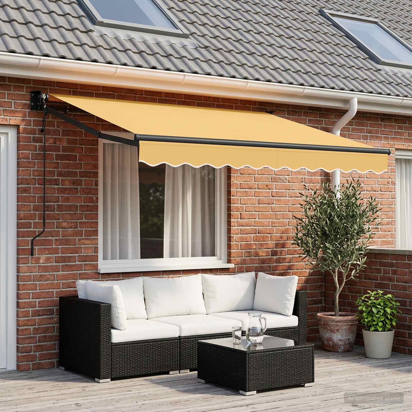 Uitschuifbare luifel Zand 3,5 x 2 m Polyester en Metaal