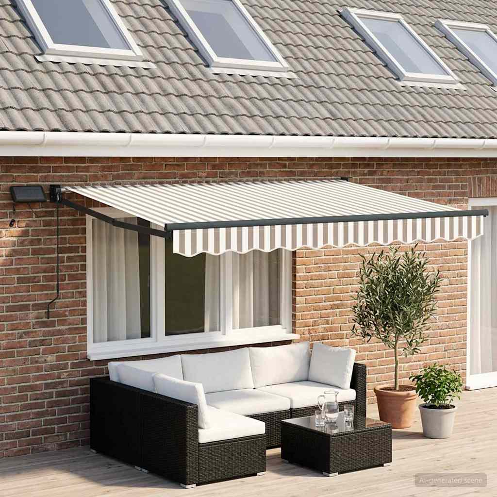 Handbediende luifel met LED's Lichtgrijs en wit. – afbeelding 1