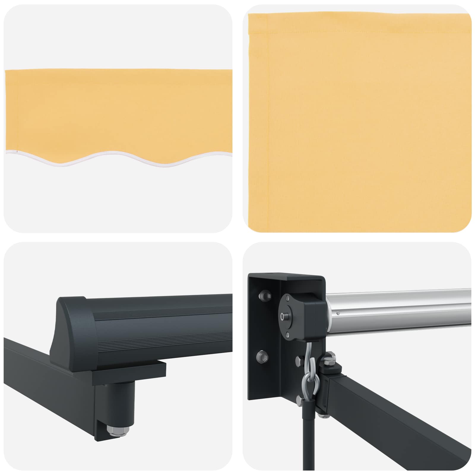 Handbediende luifel met LED's Zand 100% Polyester en Aluminium – afbeelding 5