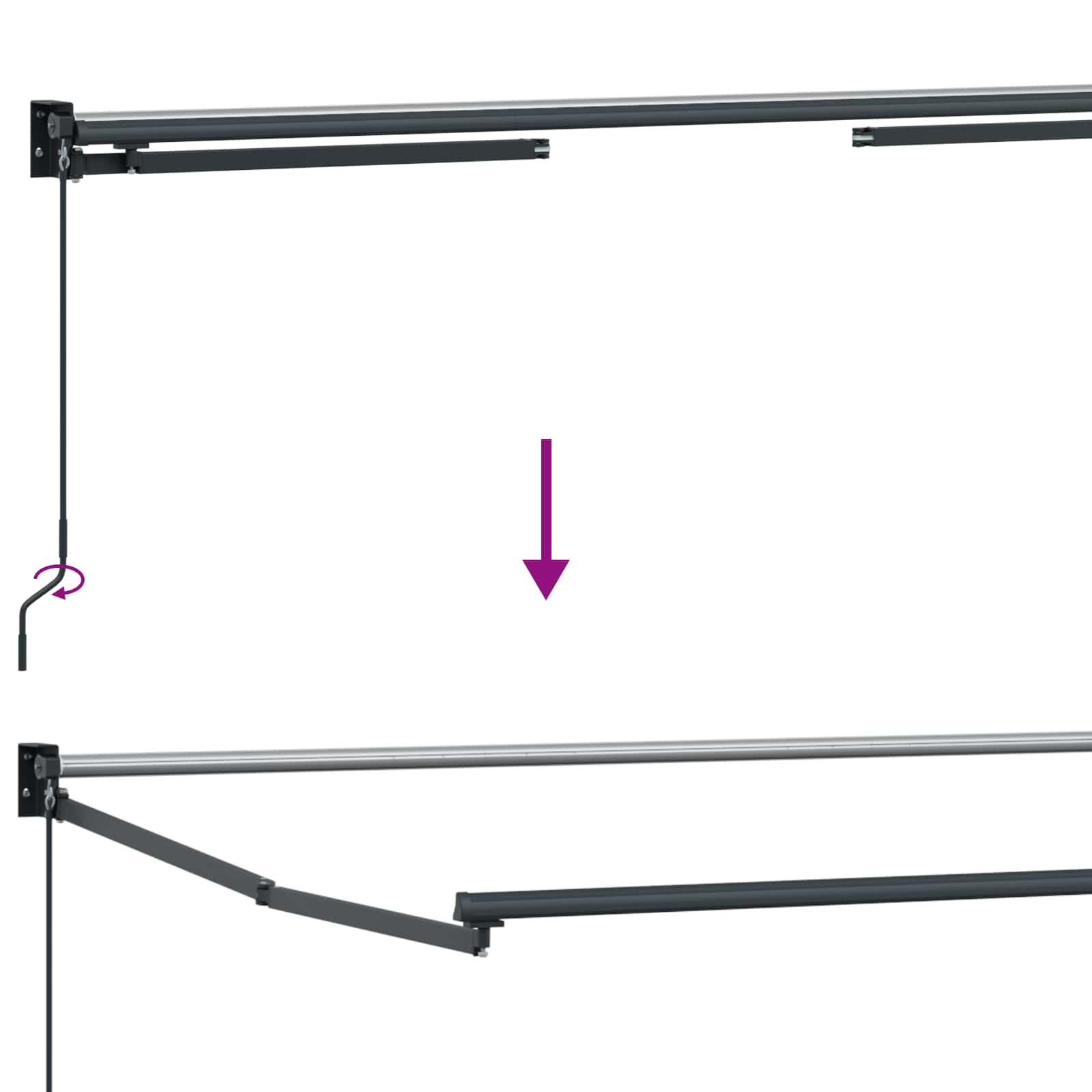Handbediende luifel met LED's Zand 100% Polyester en Aluminium – afbeelding 7