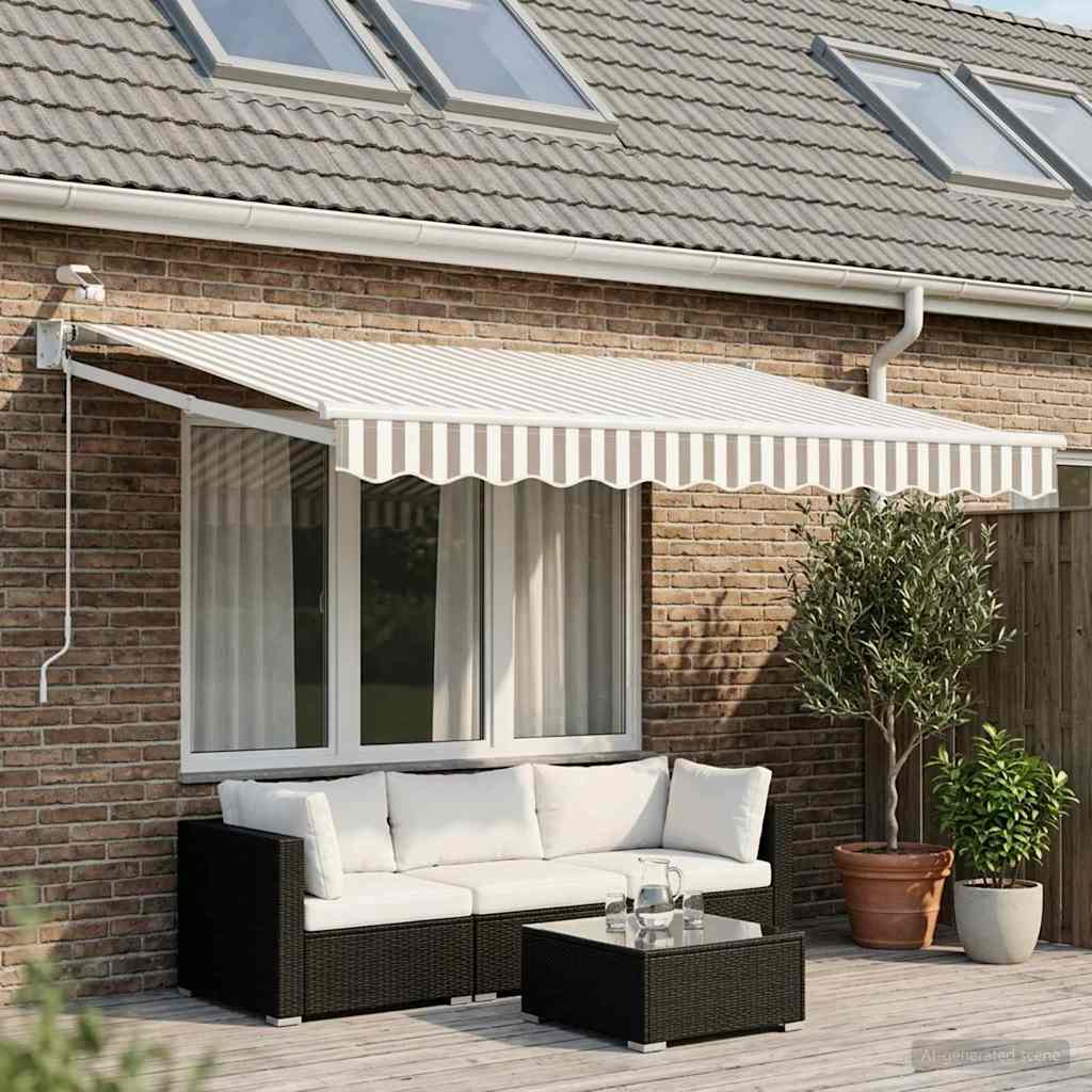 Elektrisch Uittrekbaar Zonnescherm Lichtgrijs en wit. – afbeelding 1