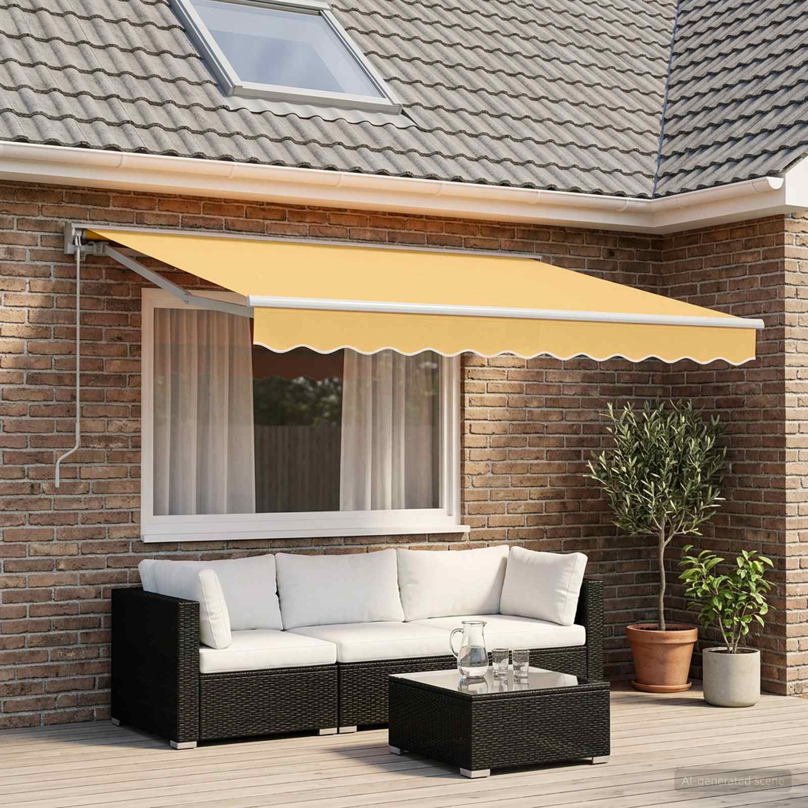 Uitschuifbare luifel Zand 3,5 x 2 m Polyester en Aluminium