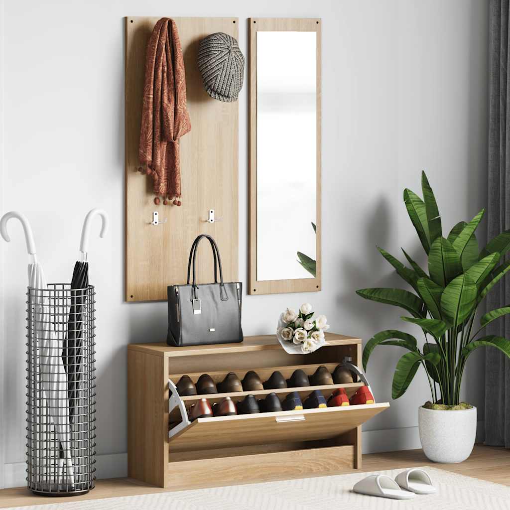 3-in-1 schoenenkastset Sonoma eiken bewerkt hout – afbeelding 1