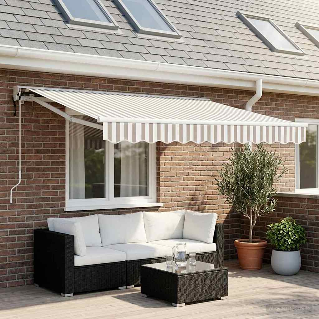 Uitschuifbare luifel Lichtgrijs en wit. 3,5 x 2 m