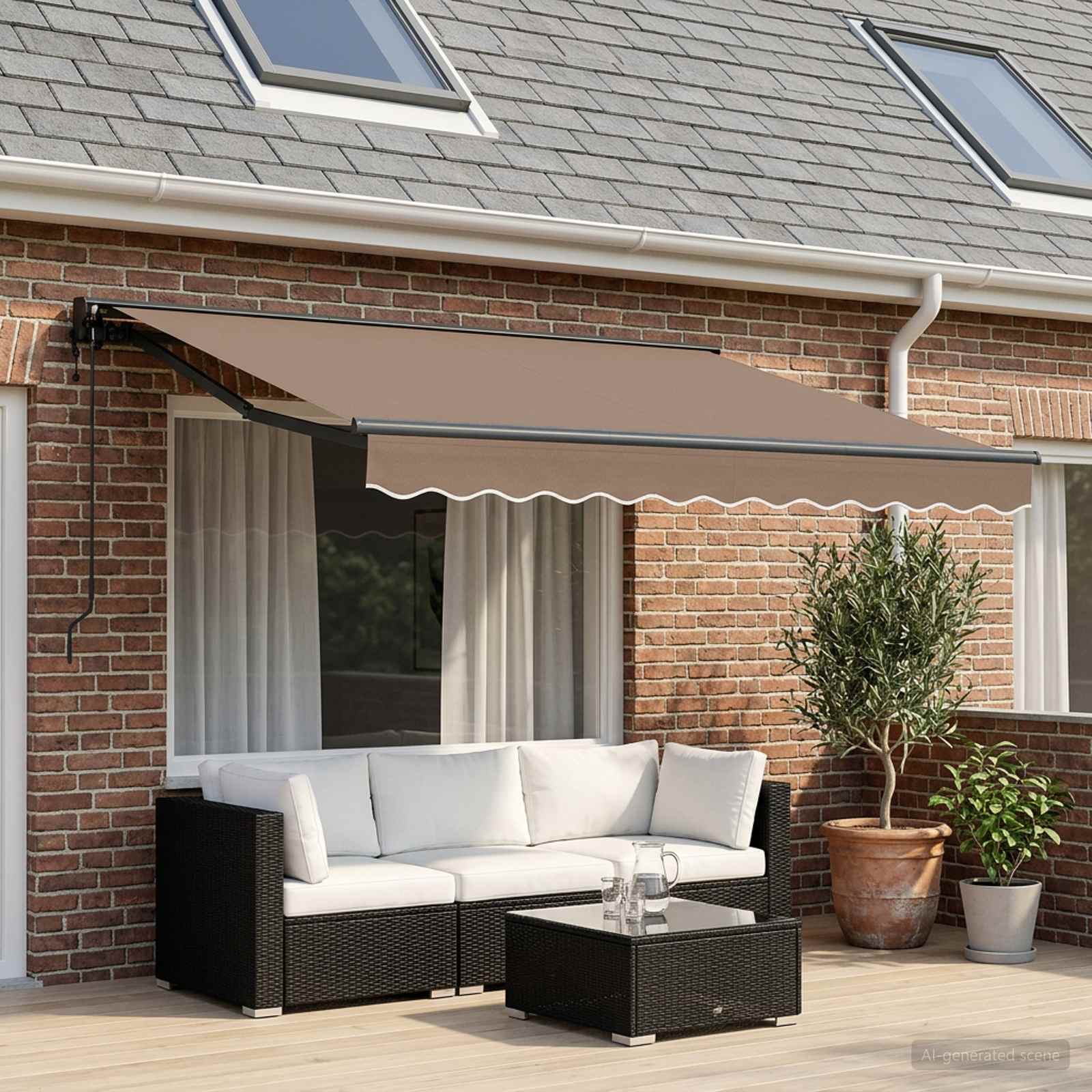 Elektrisch Uittrekbaar Zonnescherm Taupe 3,5 x 2 m