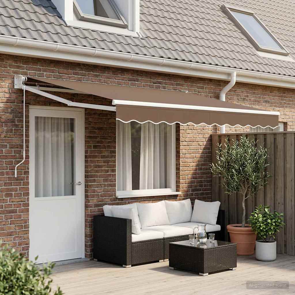 Uitschuifbare luifel Taupe 4 x 2 m Polyester en Metaal