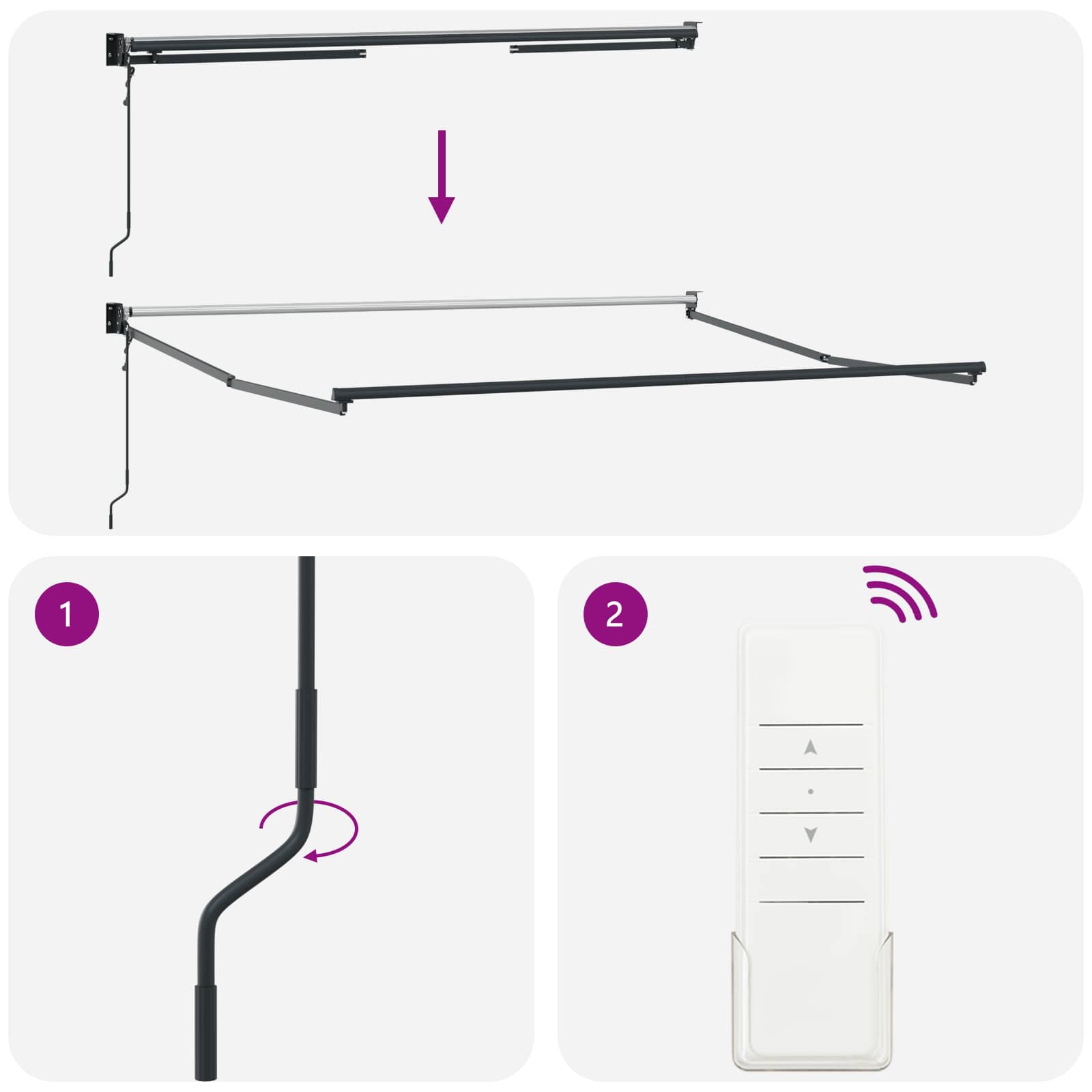 Uitschuifbare luifel Lichtgrijs en wit. 4 x 2 m – afbeelding 5
