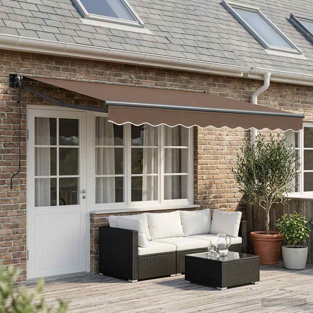 Uitschuifbare luifel Taupe 4 x 2 m Polyester en Metaal