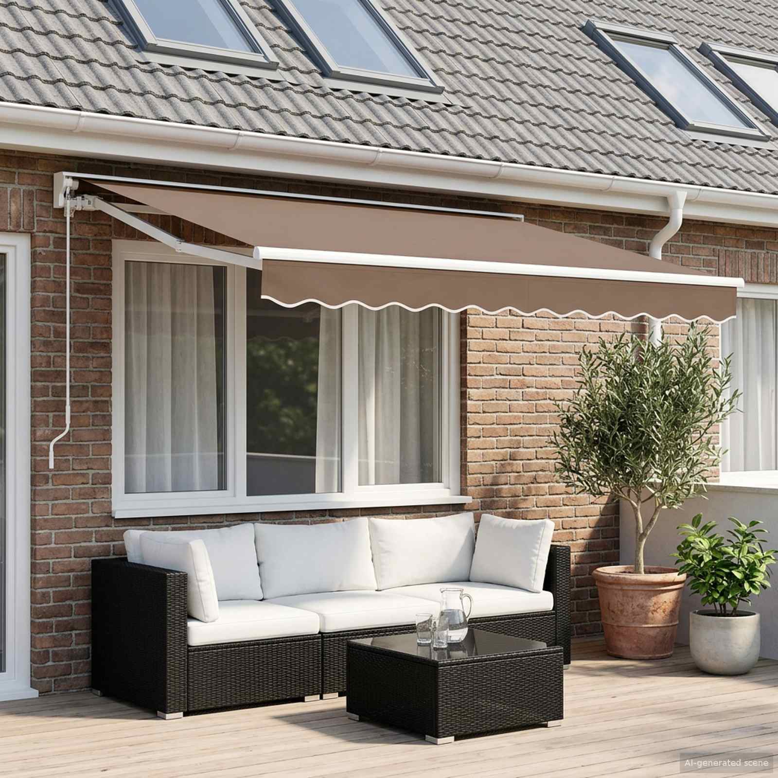 Uitschuifbare luifel Taupe 4 x 2 m Polyester en Aluminium