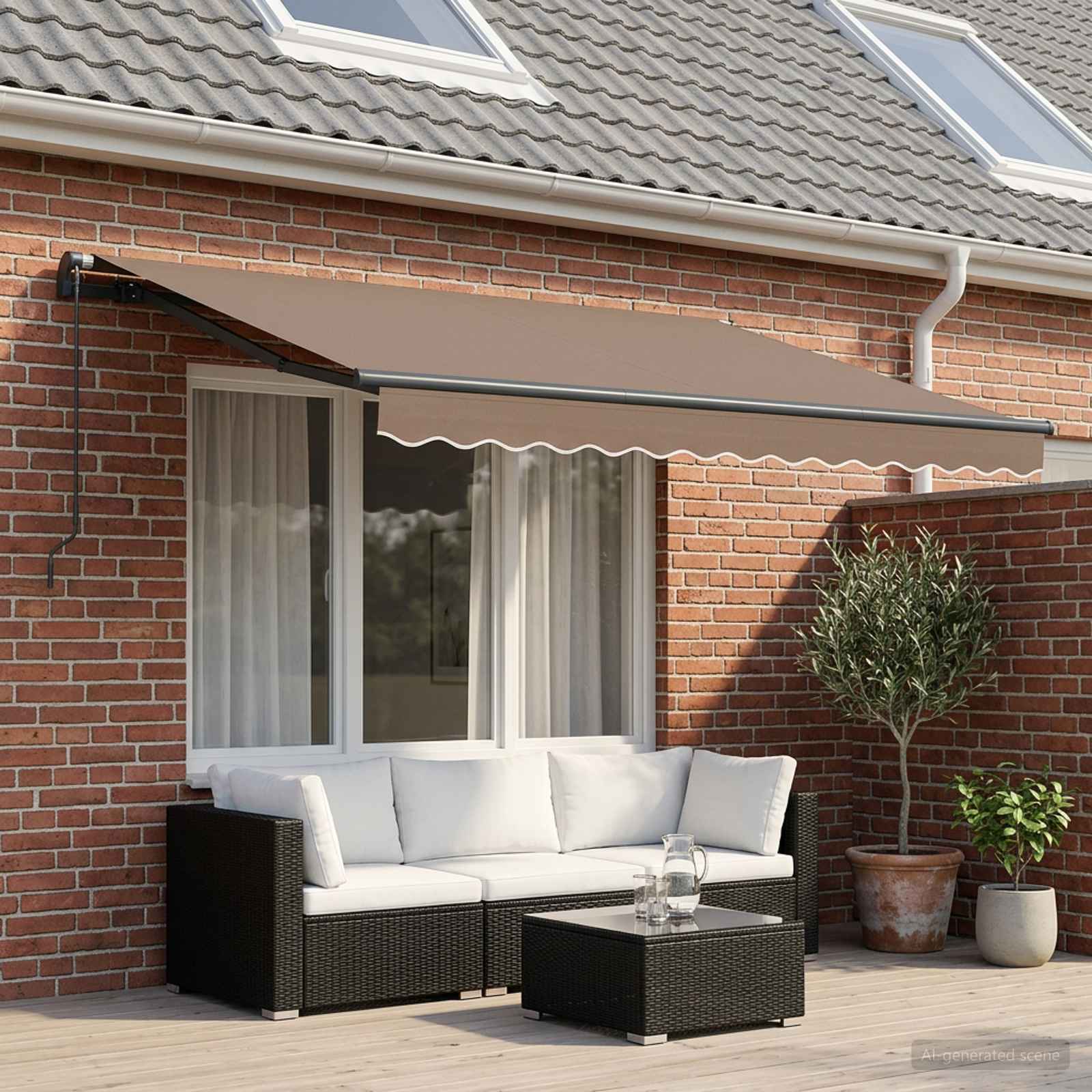 Inklapbaar Zonnescherm Taupe 4 x 2 m Stof