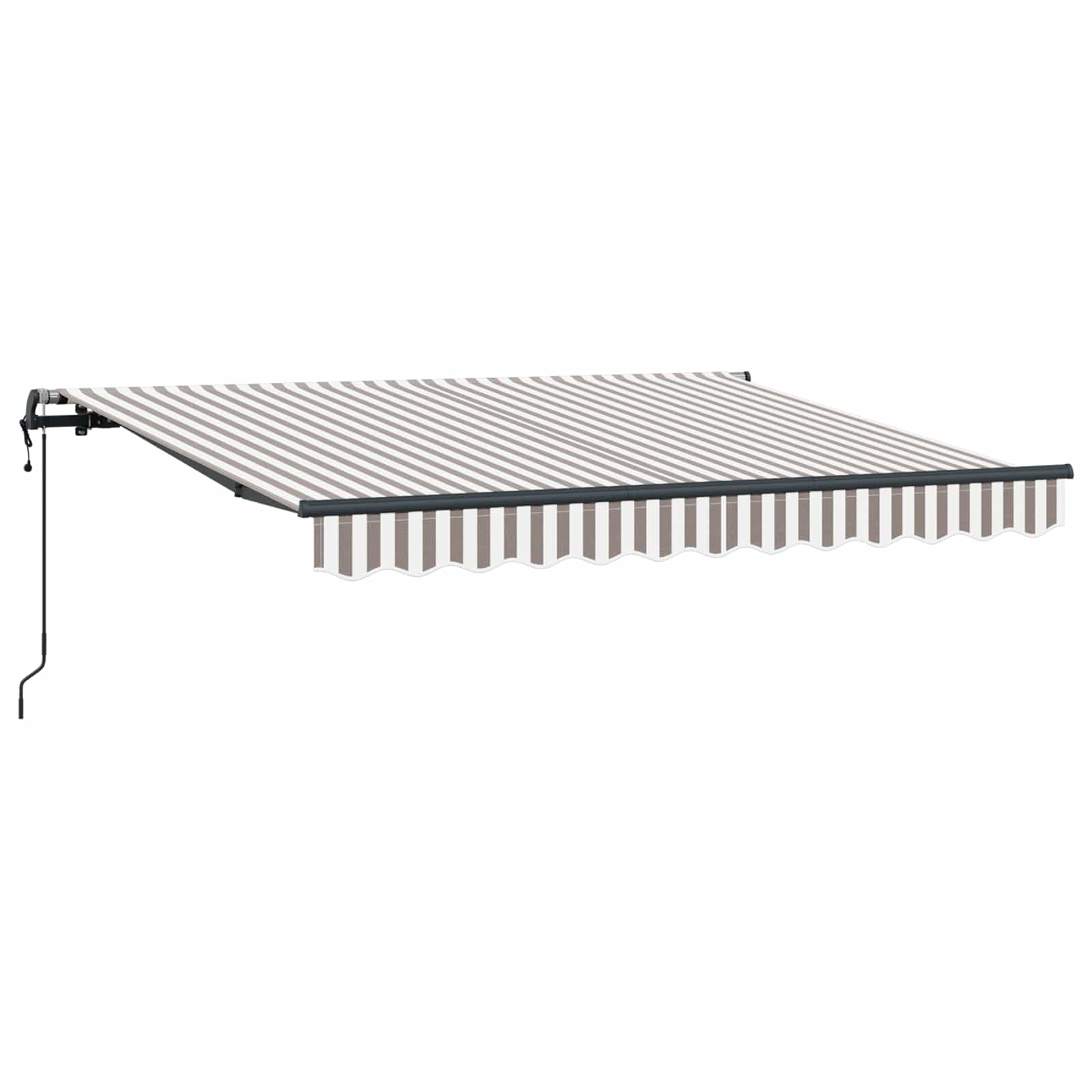 Inklapbaar Zonnescherm Lichtgrijs en wit. 4 x 2 m Stof – afbeelding 2