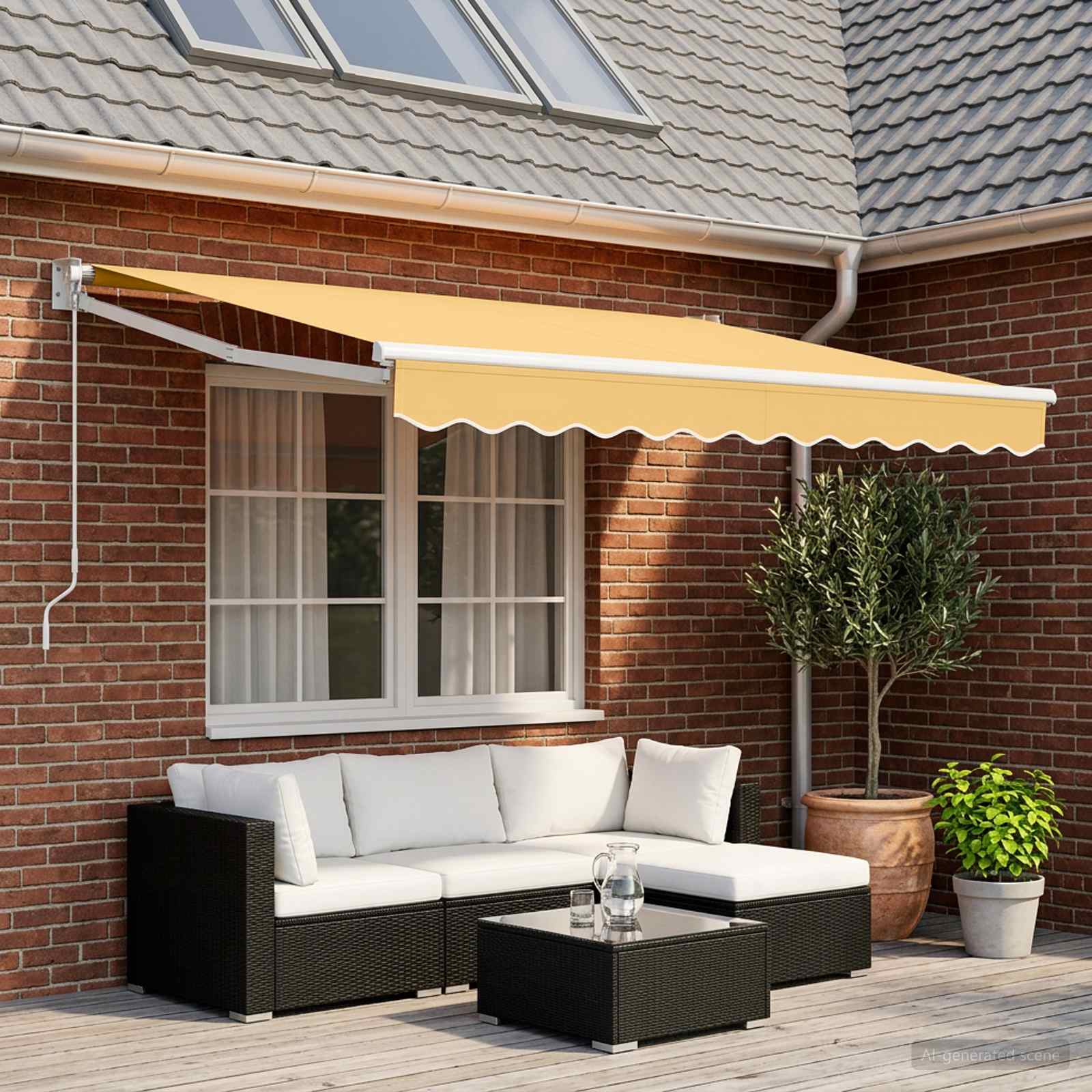 Uitschuifbare luifel Zand 3 x 2,5 m 100% Polyester en Aluminium – afbeelding 1