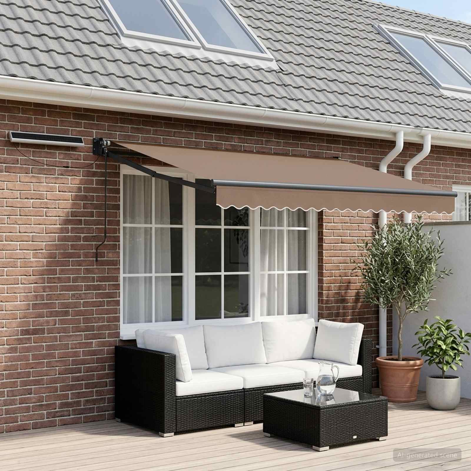 Elektrisch Uittrekbaar Zonnescherm Taupe