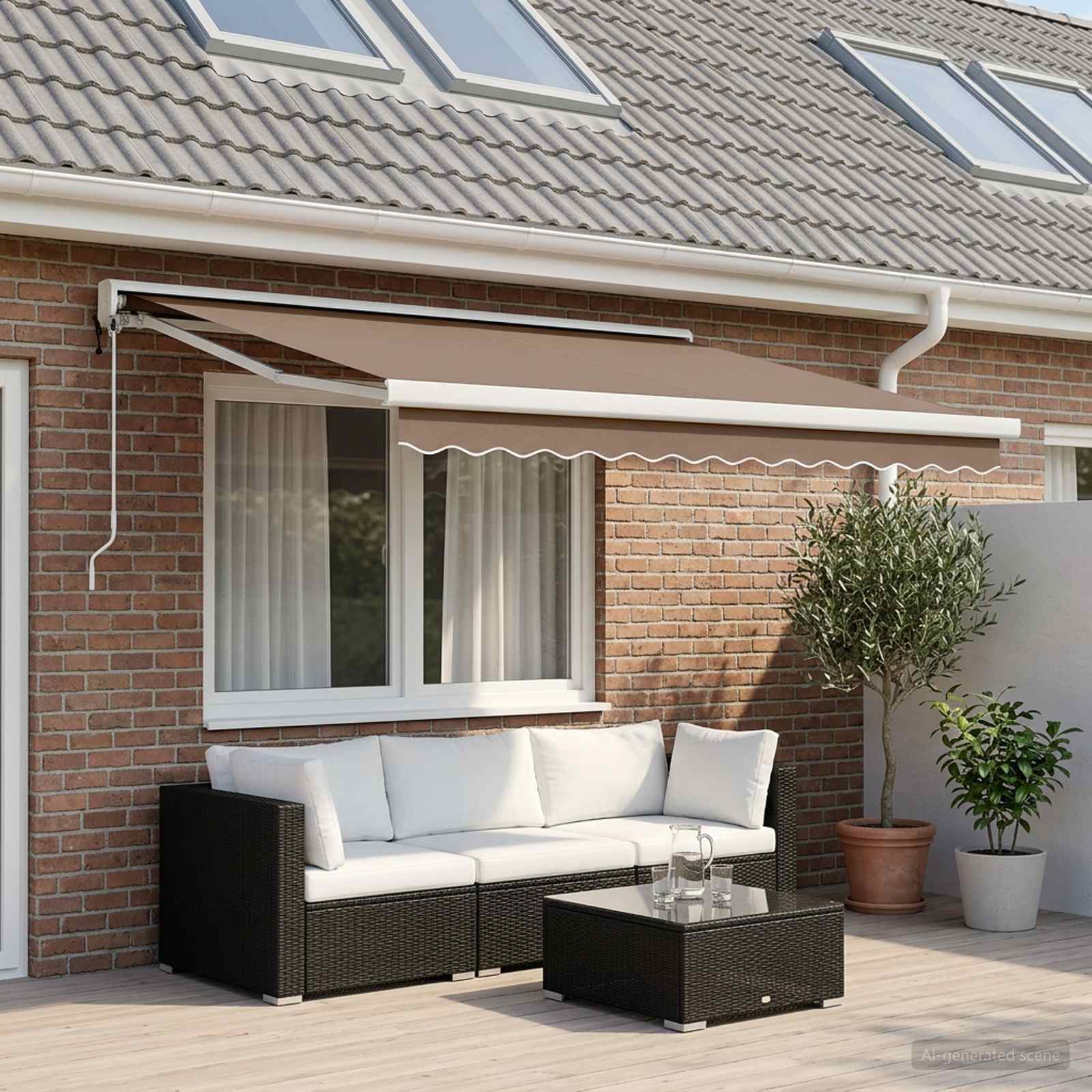 Uitschuifbare luifel Taupe 300 x 250 cm Stof en Metaal