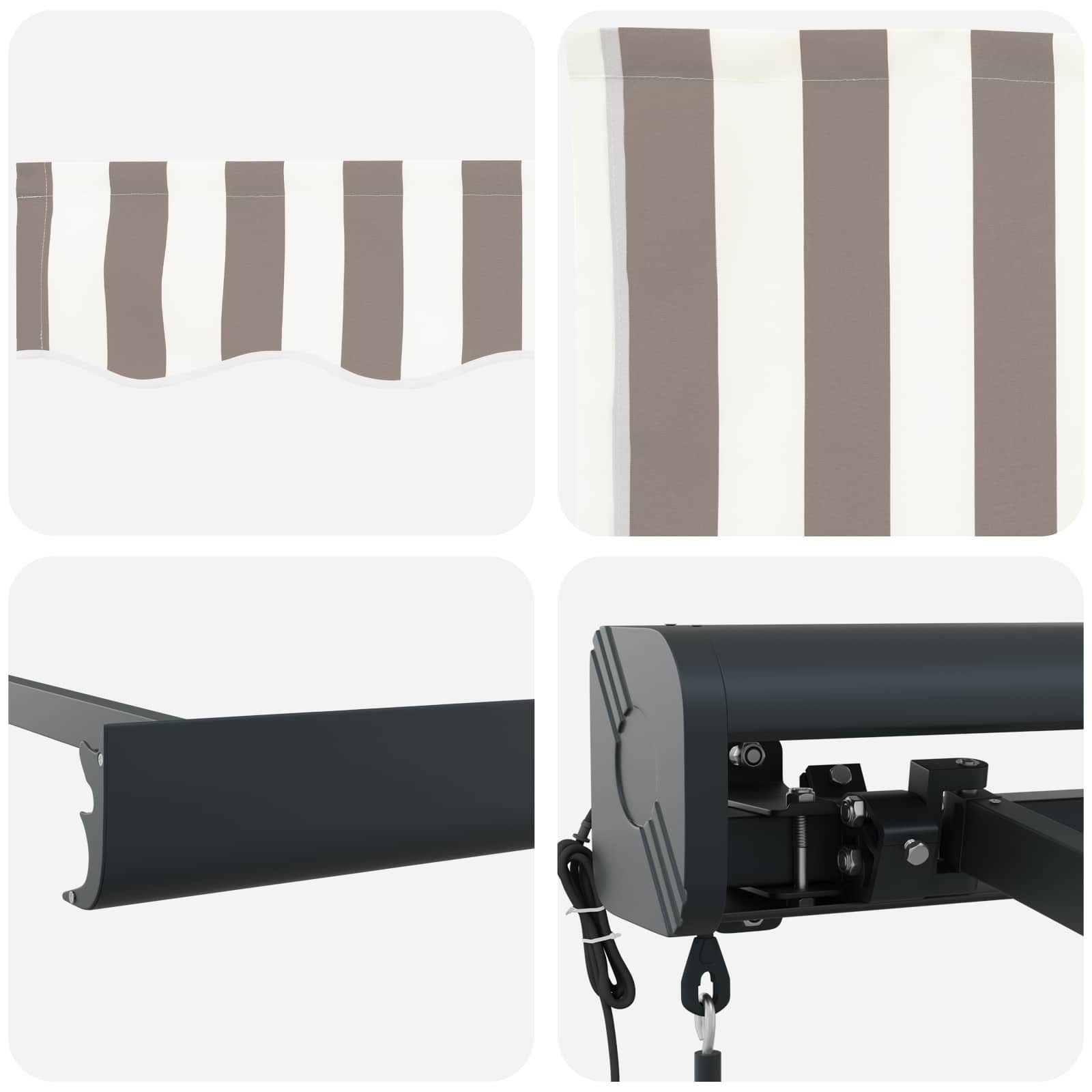 Uitschuifbare luifel Lichtgrijs en wit. 300 x 250 cm – afbeelding 4