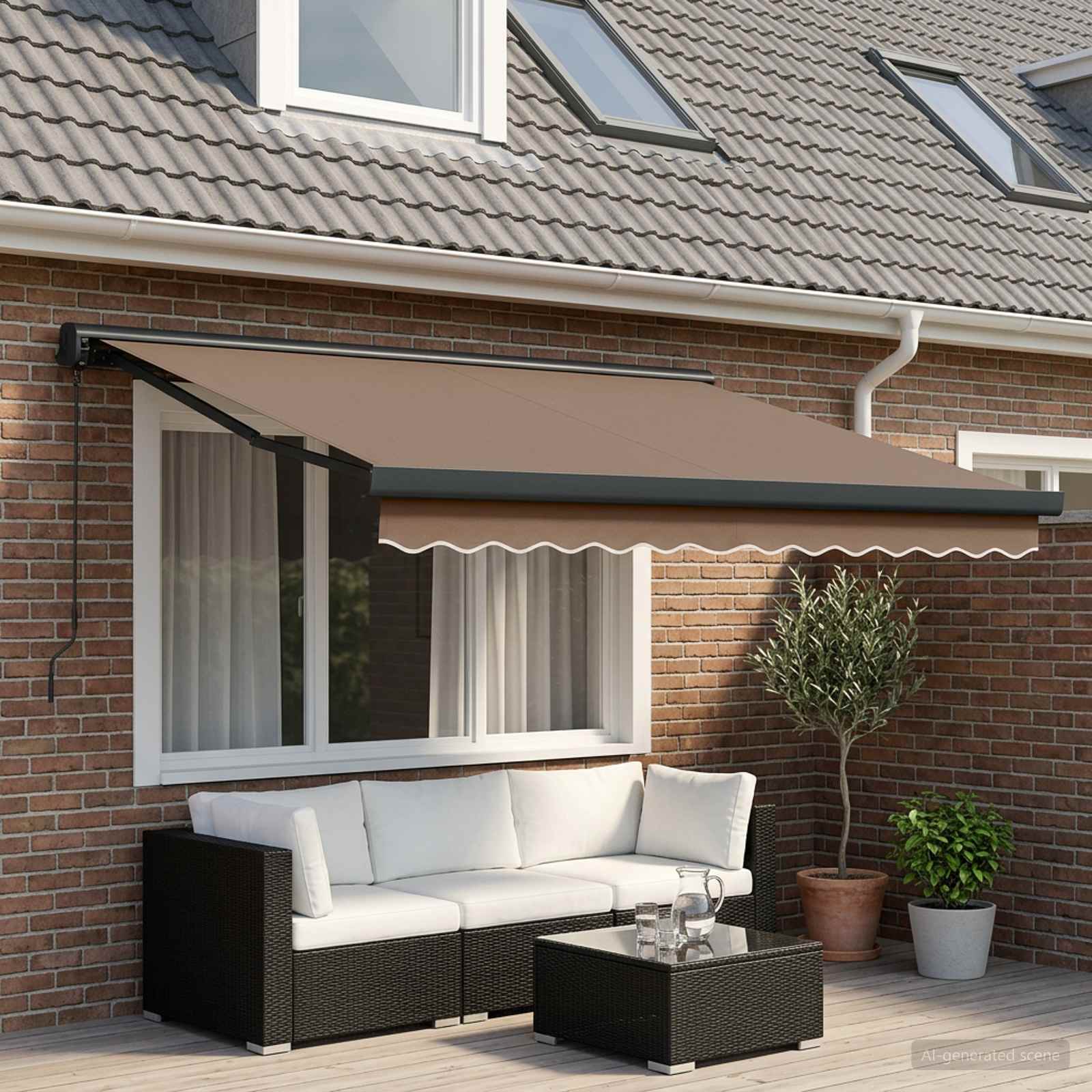 Uitschuifbare luifel Taupe 300 x 250 cm Stof en Metaal