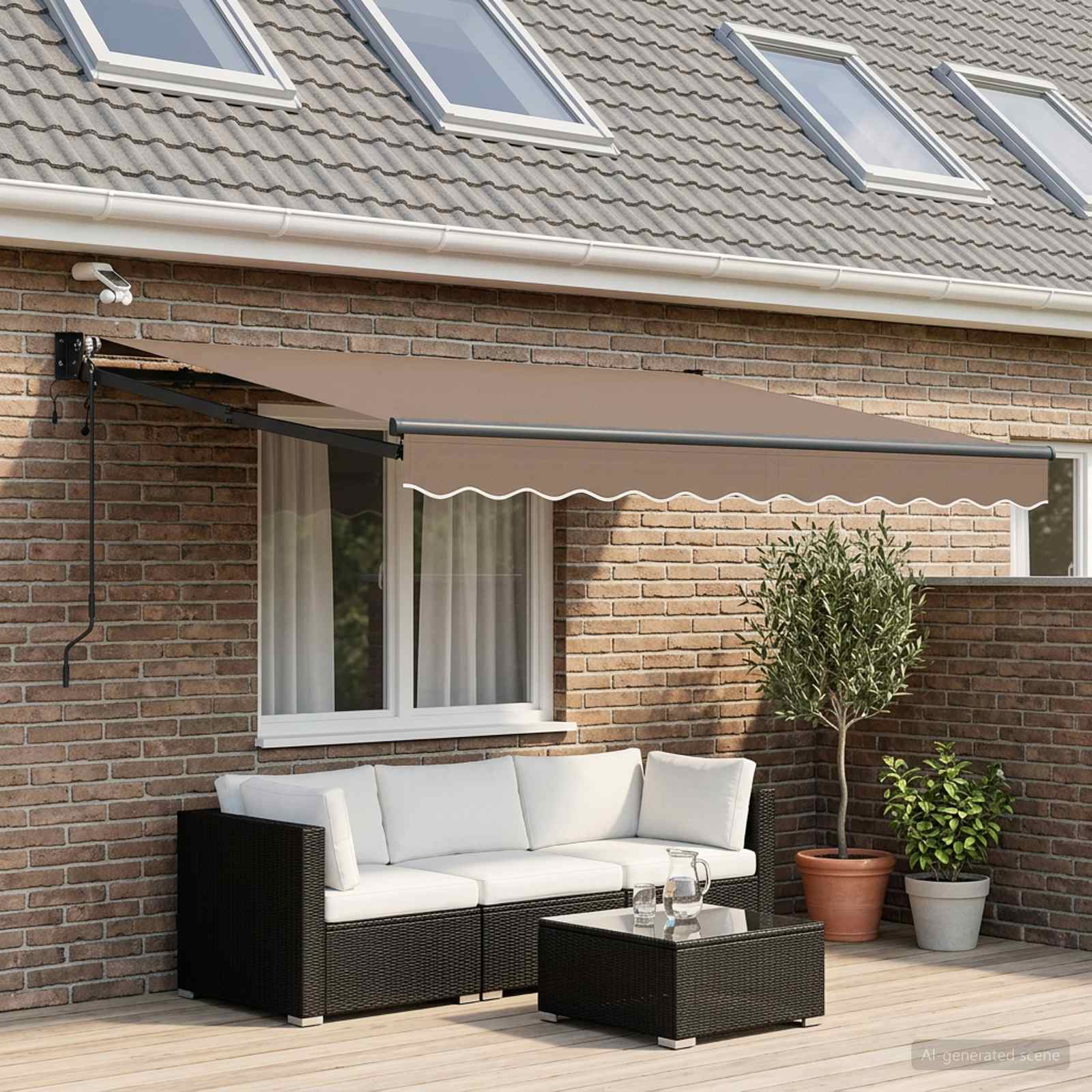 Elektrisch Uittrekbaar Zonnescherm Taupe