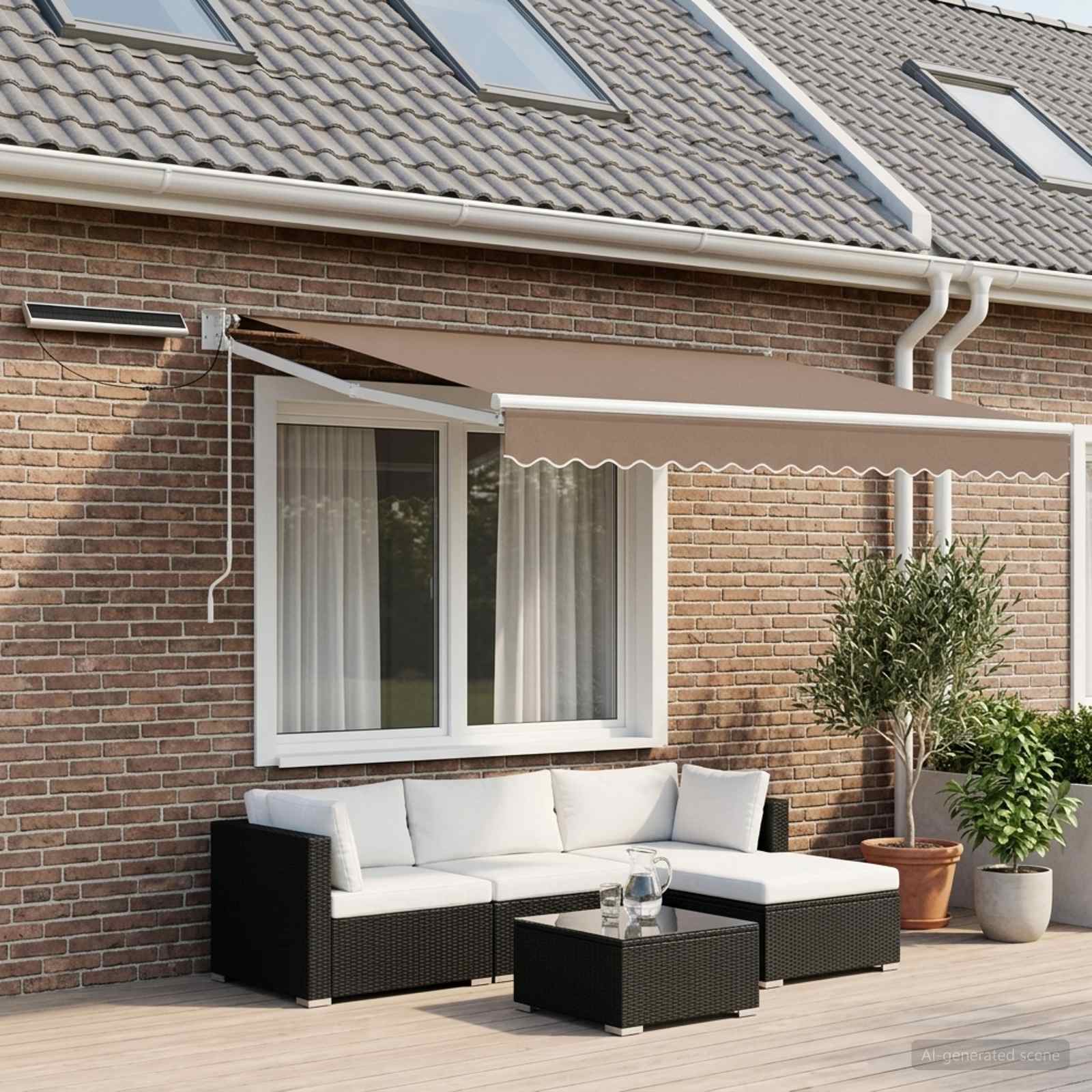Elektrisch Uittrekbaar Zonnescherm Taupe