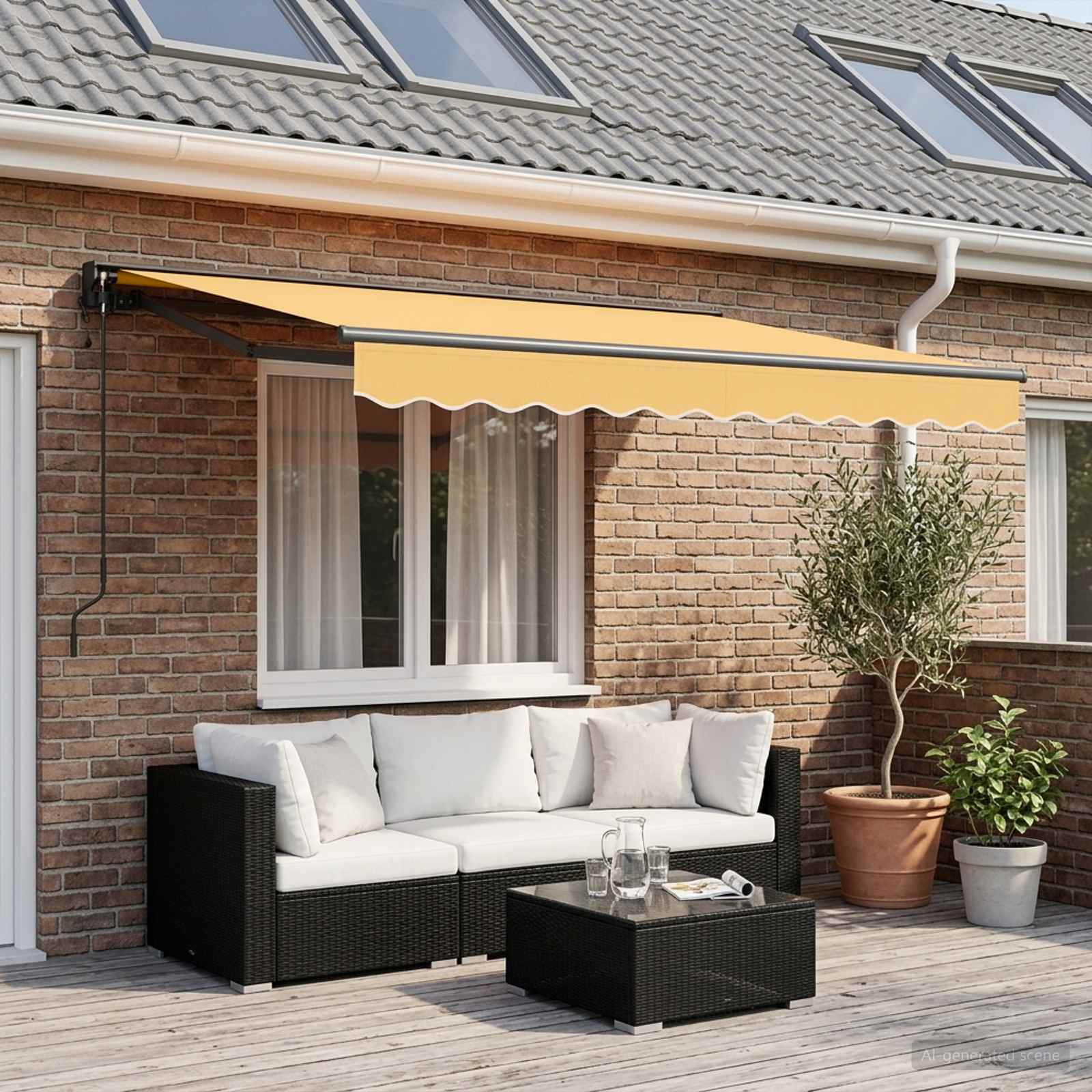 Uitschuifbare luifel Zand 3,5 x 2,5 m Polyester en Aluminium