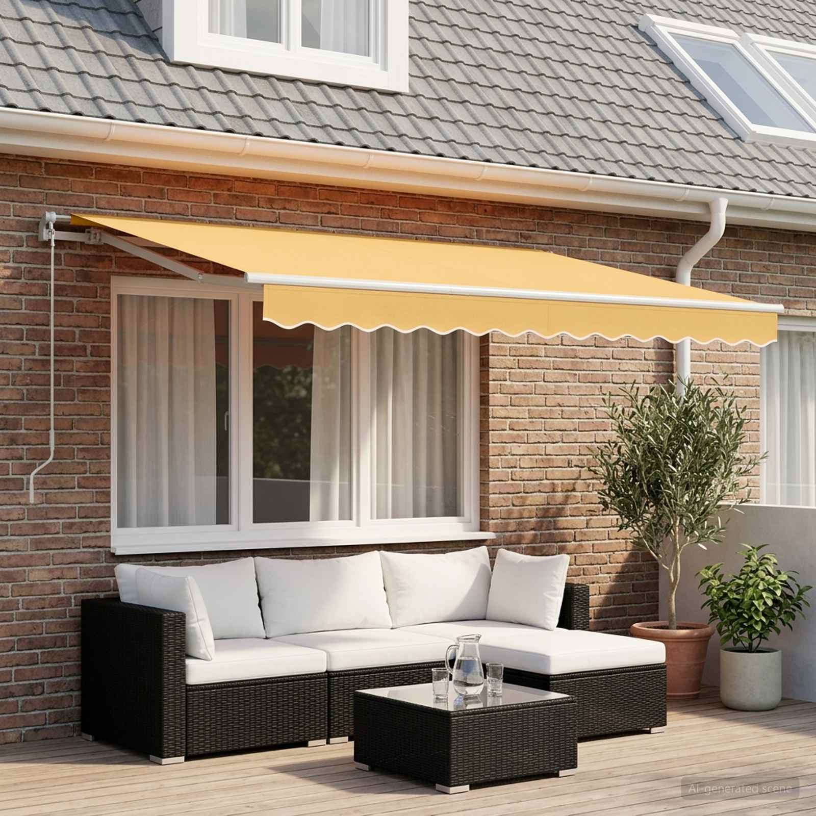 Uitschuifbare luifel Zand 4 × 3 m Polyester en Aluminium