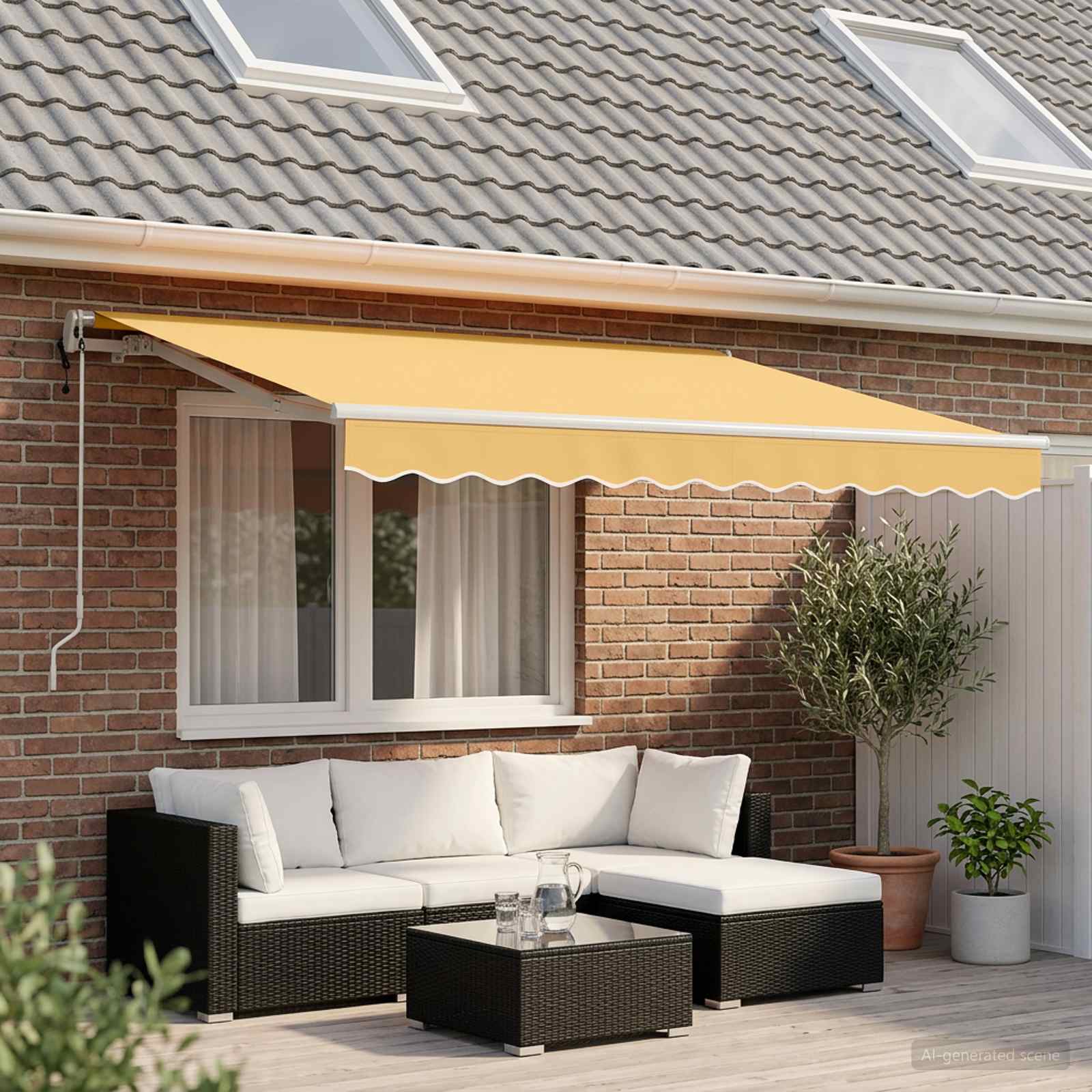 Uitschuifbare luifel Zand 4 × 3 m Stof en Aluminium