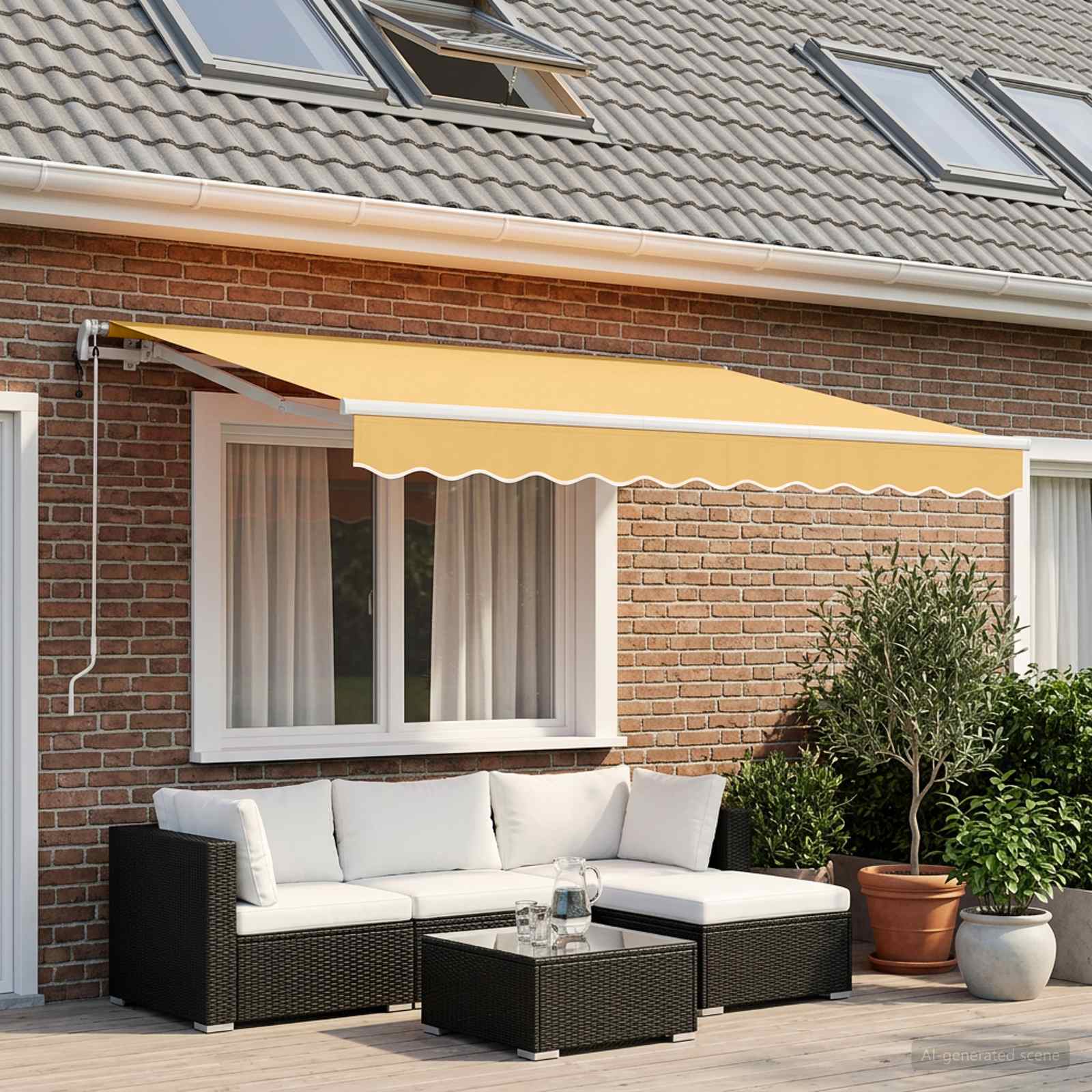 Uitschuifbare luifel Zand 400 × 300 cm Polyester