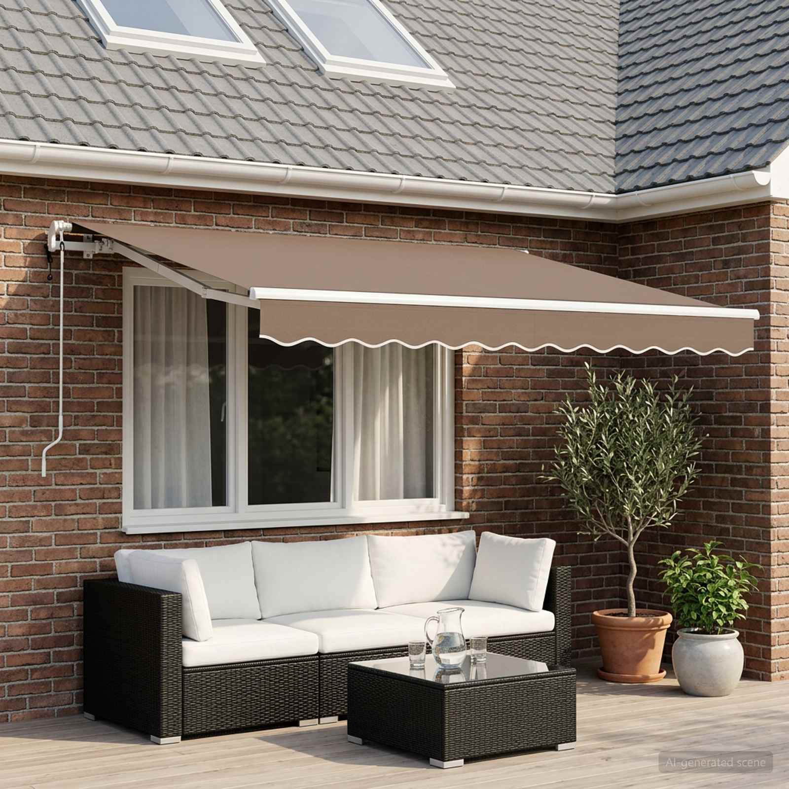 Uitschuifbare luifel Taupe 400 × 300 cm Polyester