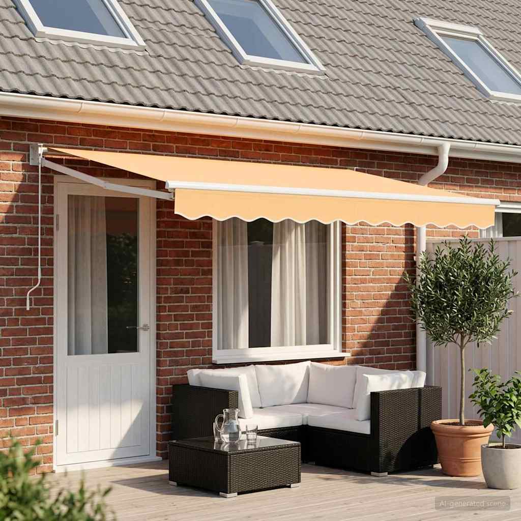 Uitschuifbare luifel Zand 4 × 3 m 100% Polyester en Aluminium