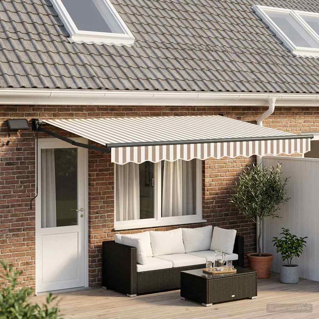 Handbediende luifel met LED's Lichtgrijs en wit. – afbeelding 1