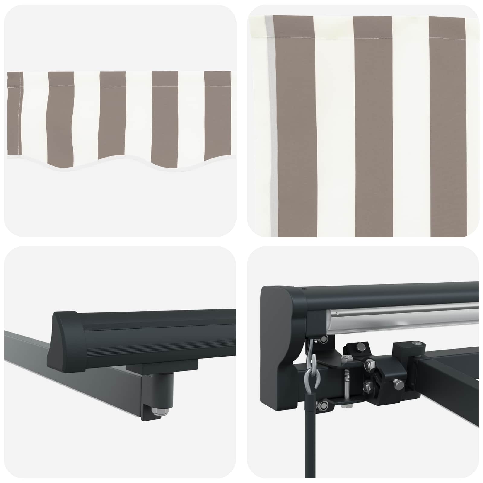 Handmatige Luifelhouder met LED's Lichtgrijs en wit. 4 × 3 m – afbeelding 6