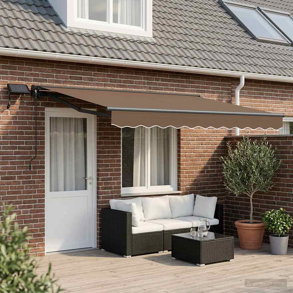Handmatige Luifelhouder met LED's Taupe 4 × 3 m