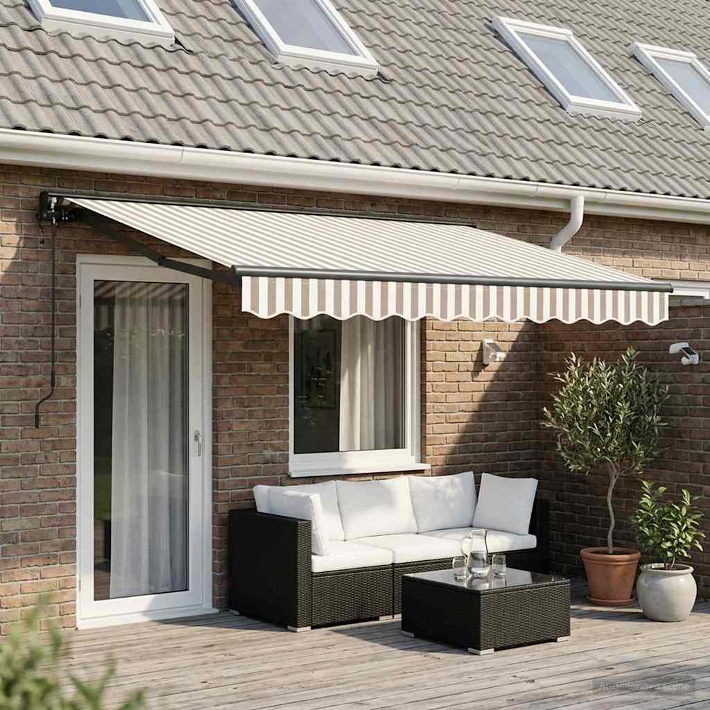 Elektrisch Uittrekbaar Zonnescherm Lichtgrijs en wit. 4 × 3 m – afbeelding 3