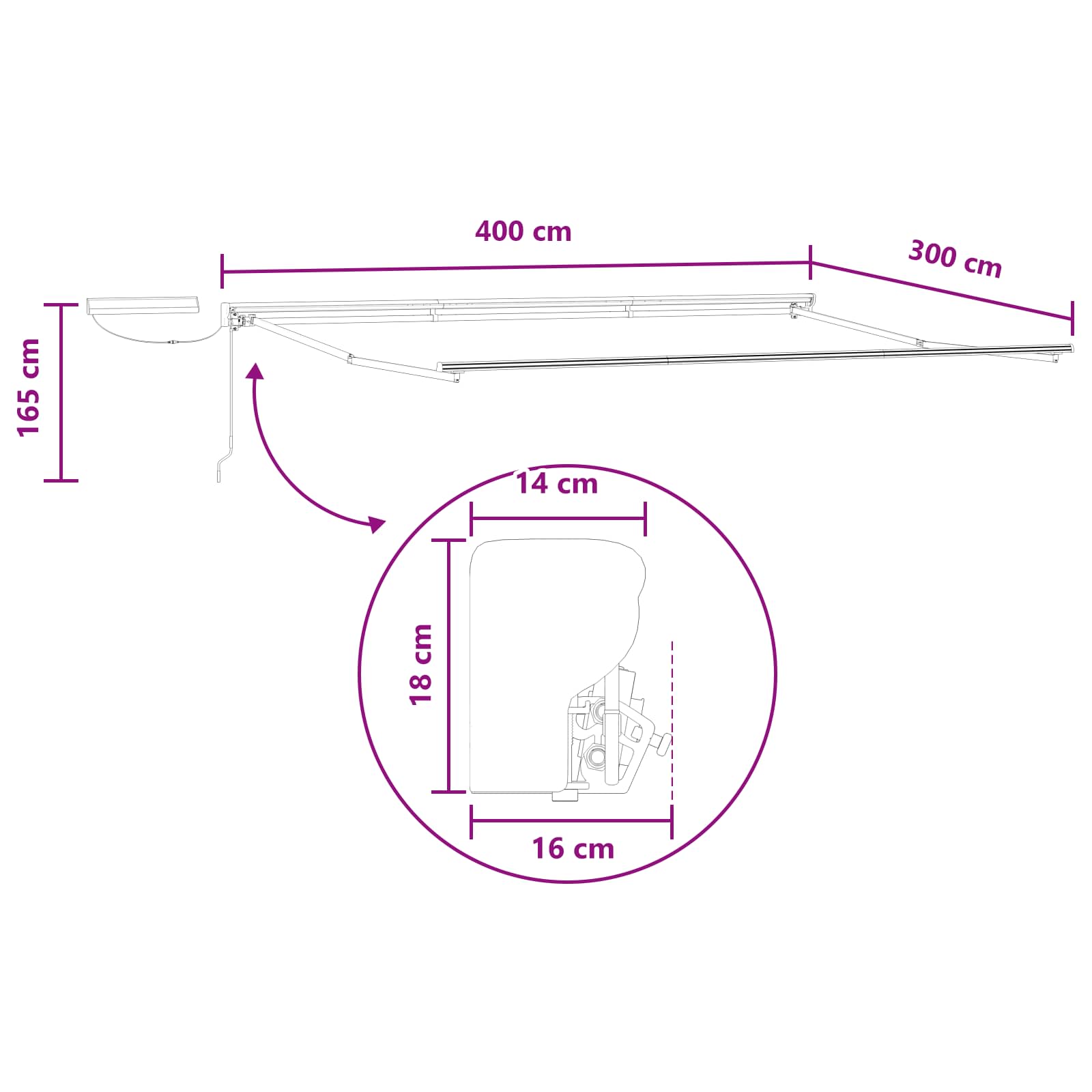 Elektrisch Uittrekbaar Zonnescherm Lichtgrijs en wit. 4 × 3 m – afbeelding 9