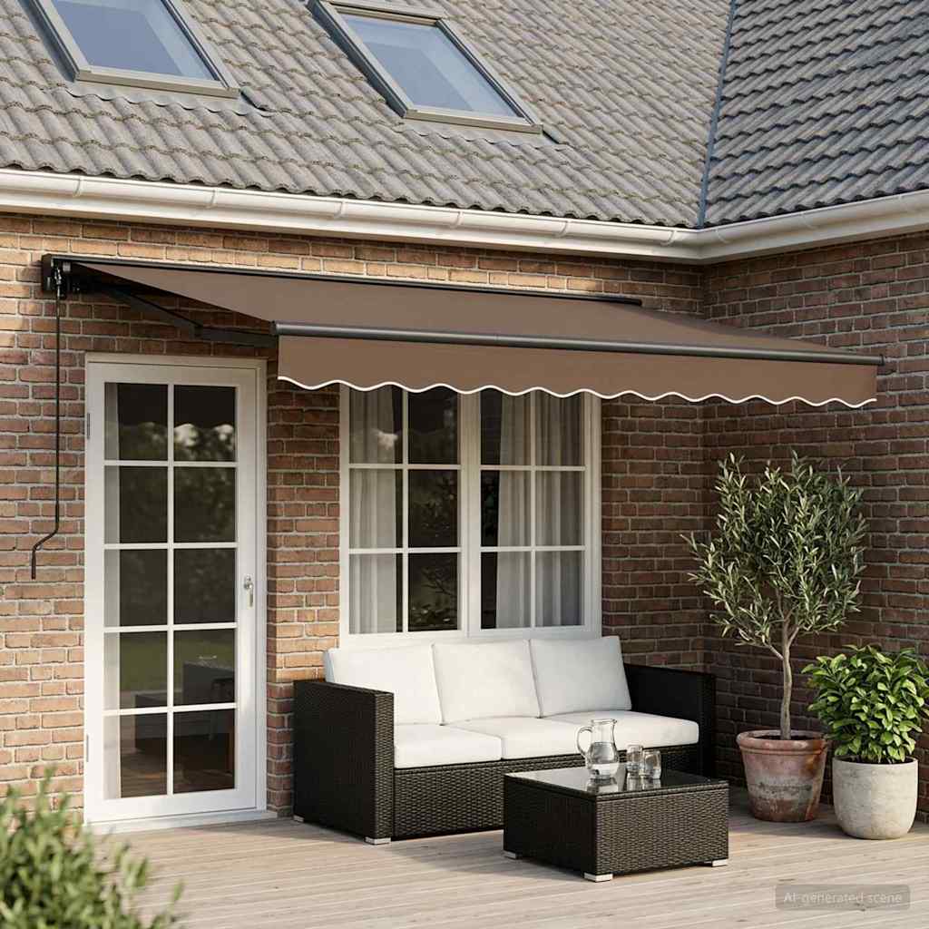 Handmatig uitschuifbare luifel Taupe 4 × 3,5 m – afbeelding 1