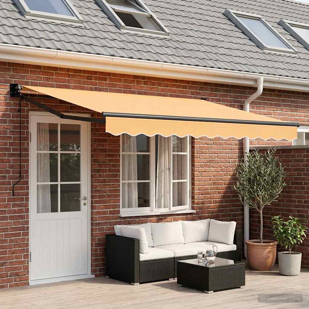 Uitschuifbare luifel Zand 4,5 × 3 m Polyester en Metaal