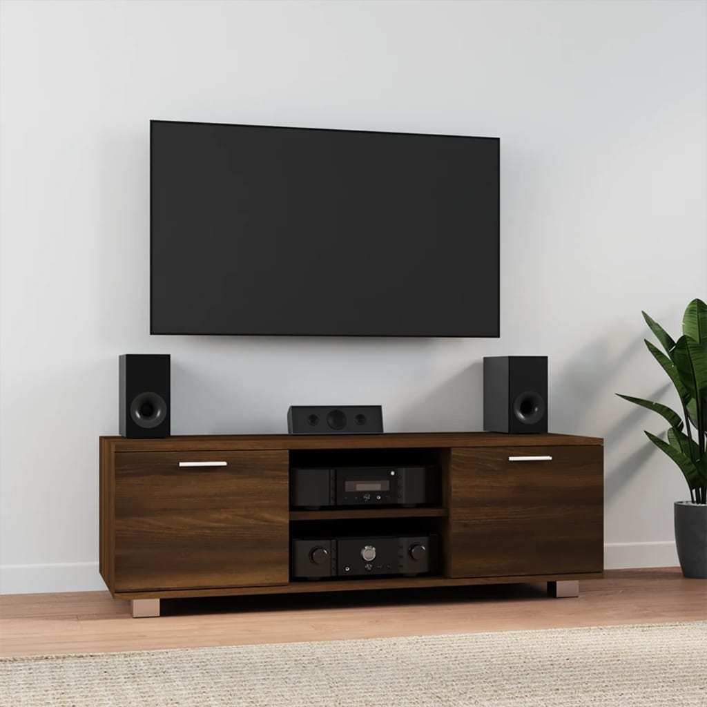 Tv-meubel 120x40,5x35 cm bewerkt hout bruin eikenkleur – afbeelding 1