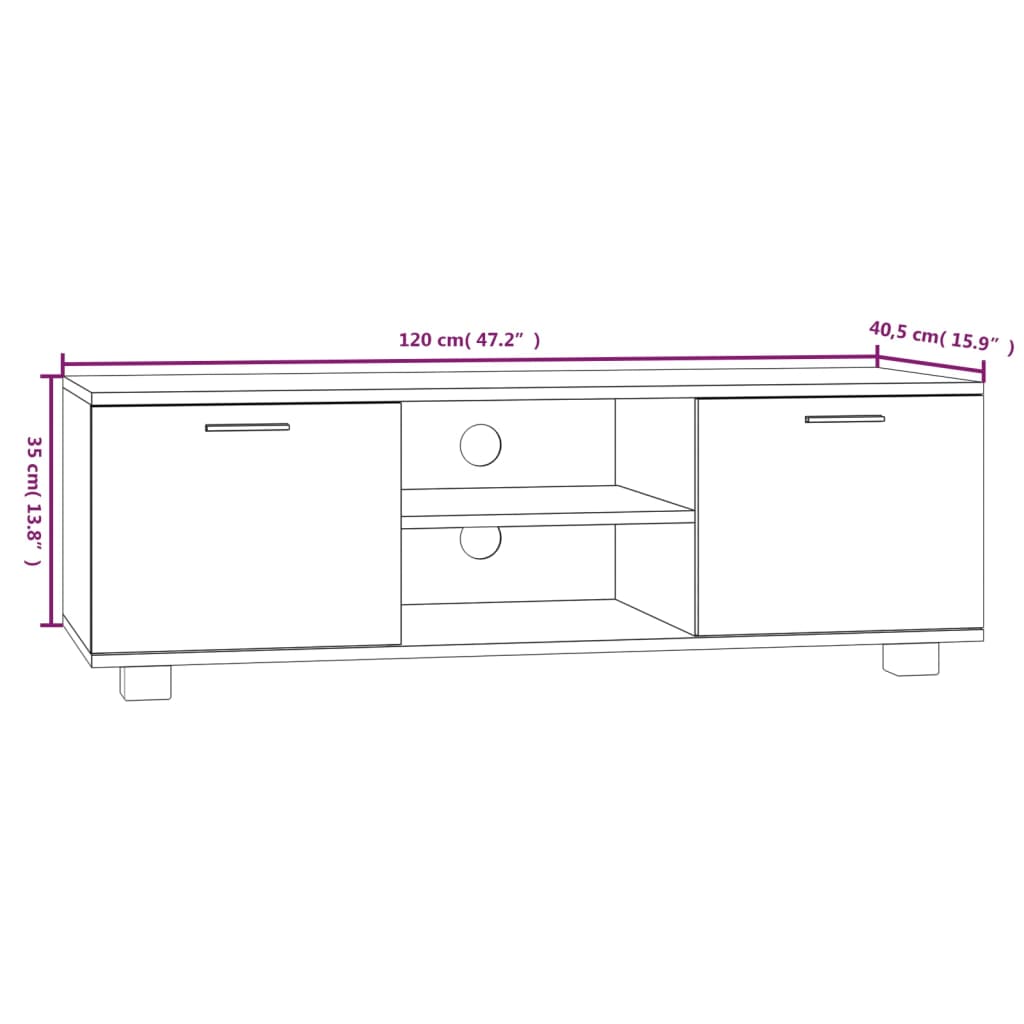Tv-meubel 120x40,5x35 cm bewerkt hout bruin eikenkleur – afbeelding 8