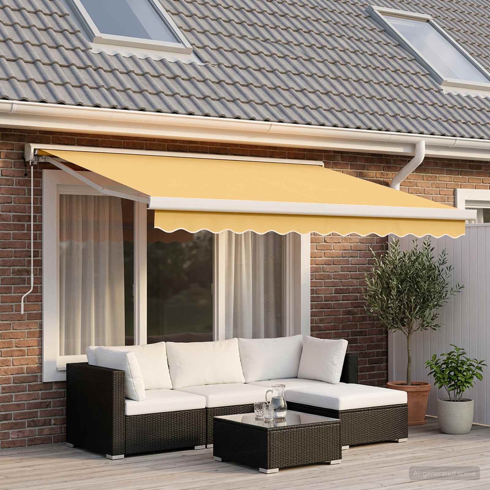 Uitschuifbare luifel Zand 450 × 300 cm Stof en Metaal
