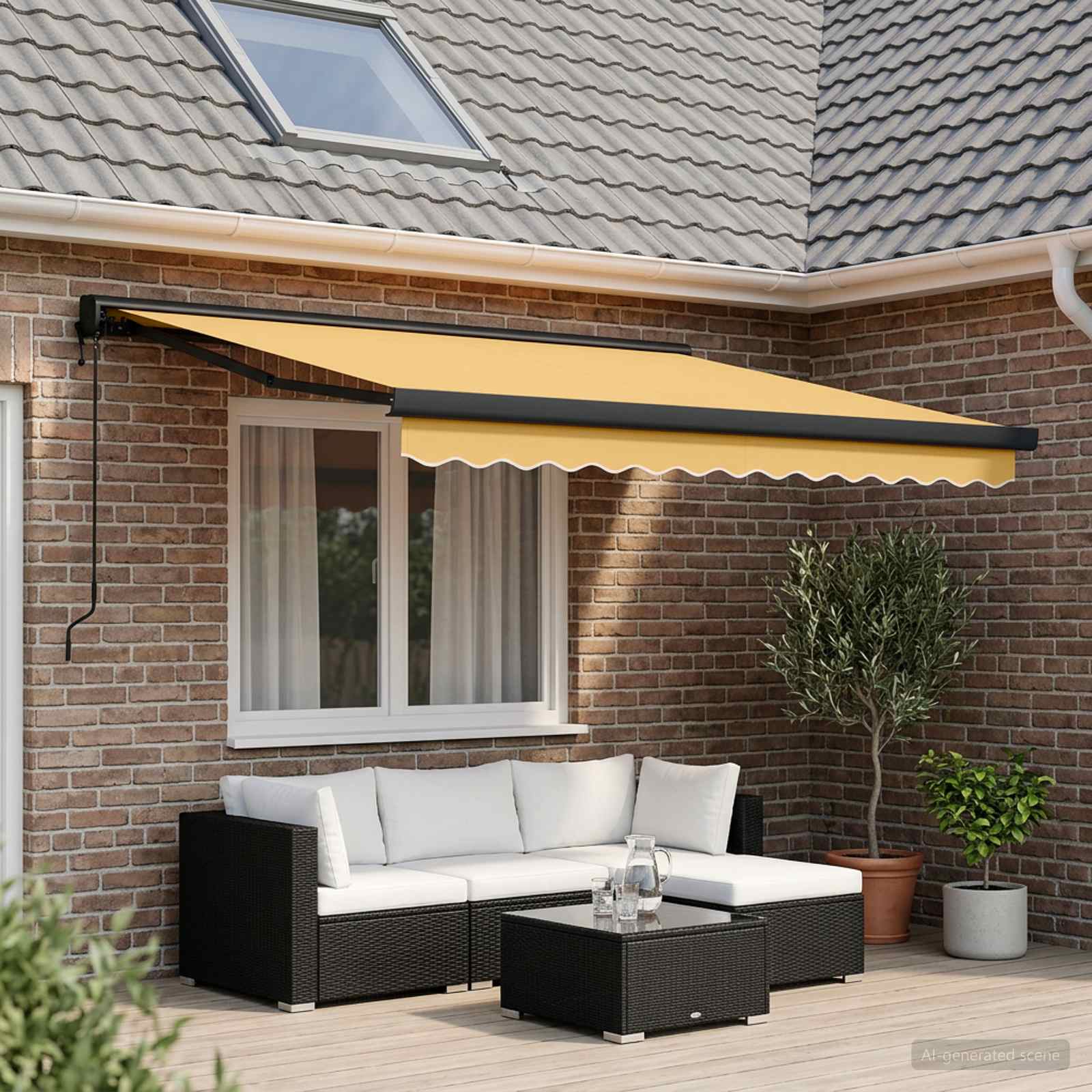 Uitschuifbare luifel Zand 450 × 300 cm Stof en Metaal