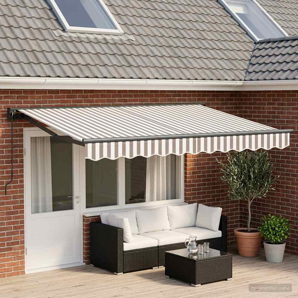 Uitschuifbare luifel Lichtgrijs en wit. 4,5 × 3 m
