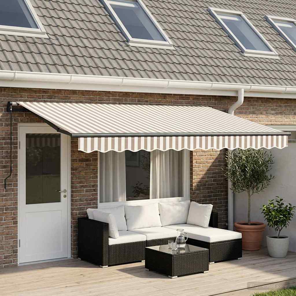 Uitschuifbare luifel Lichtgrijs en wit. 450 × 350 cm