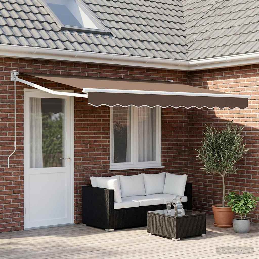 Uitschuifbare luifel Taupe 5 x 3 m 100% Polyester en Aluminium