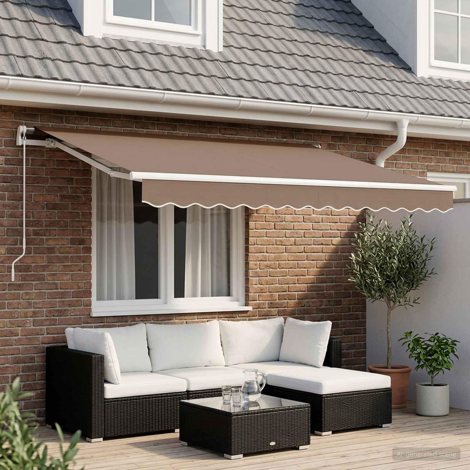 Uitschuifbare luifel Taupe 600 × 350 cm Polyester en Aluminium