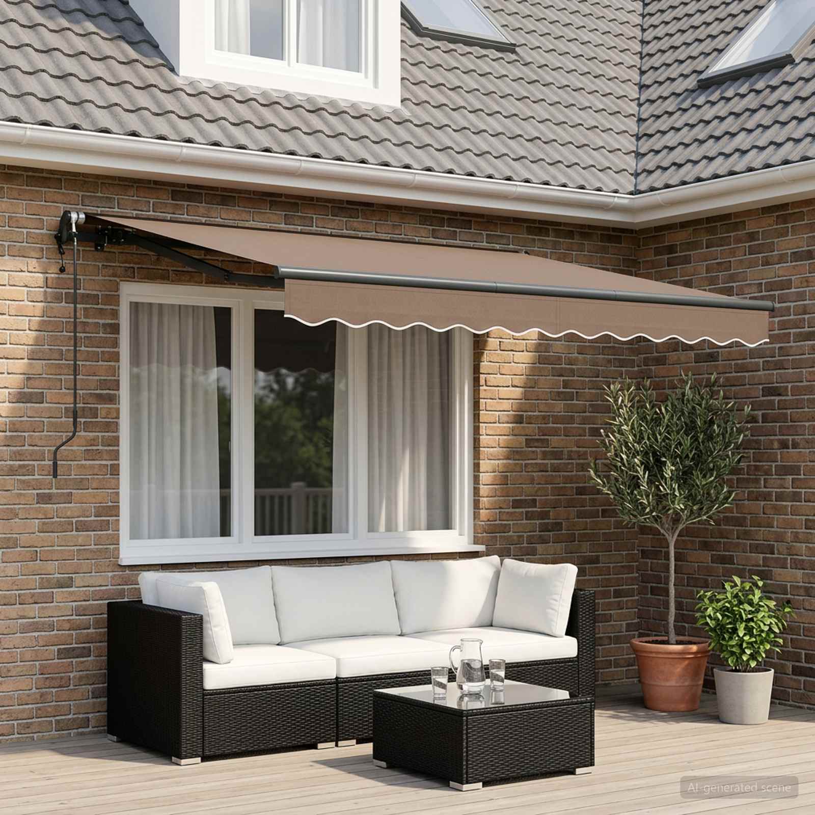 Uitschuifbare luifel Taupe 600 × 350 cm Stof en Aluminium