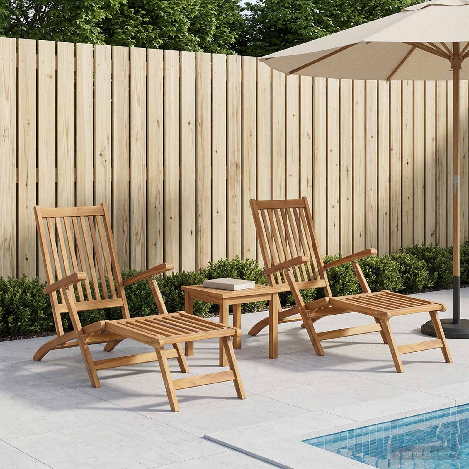 Vouwdeckstoel 2 pcs Naturel Massief Teakhout