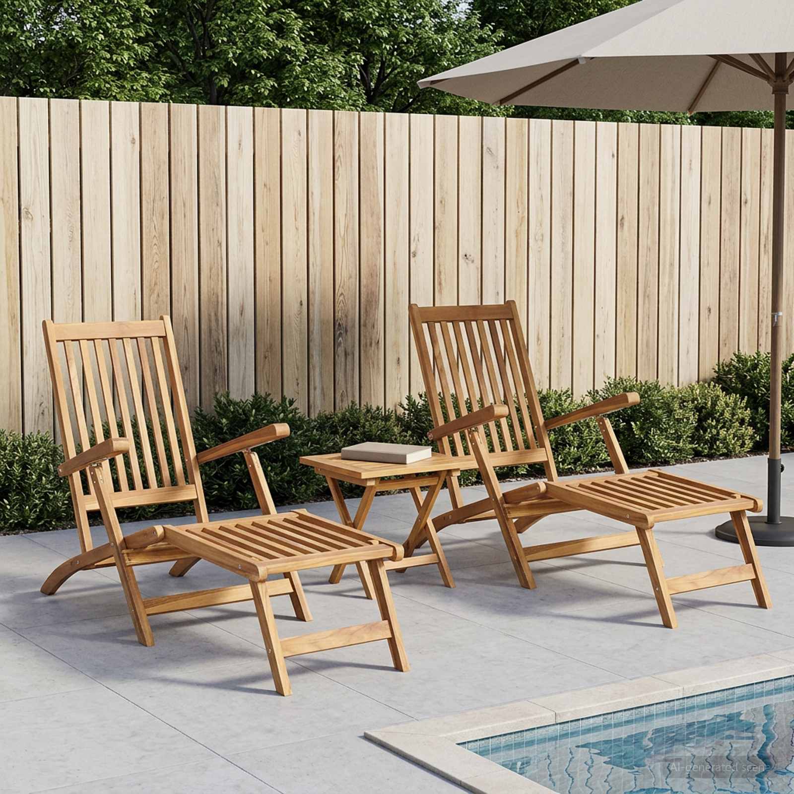 Vouwstoel met Tafel 2 pcs Naturel Massief Teakhout
