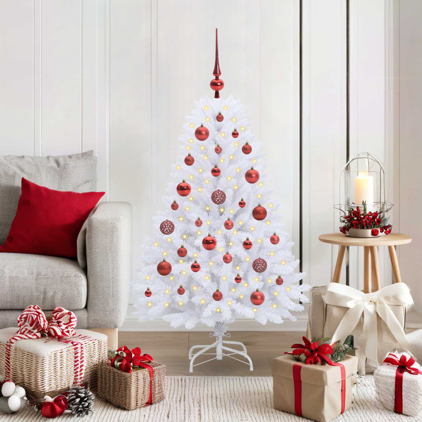 Kunstmatige Inklapbare Kerstboom Wit 120 cm PVC en Staal – afbeelding 1