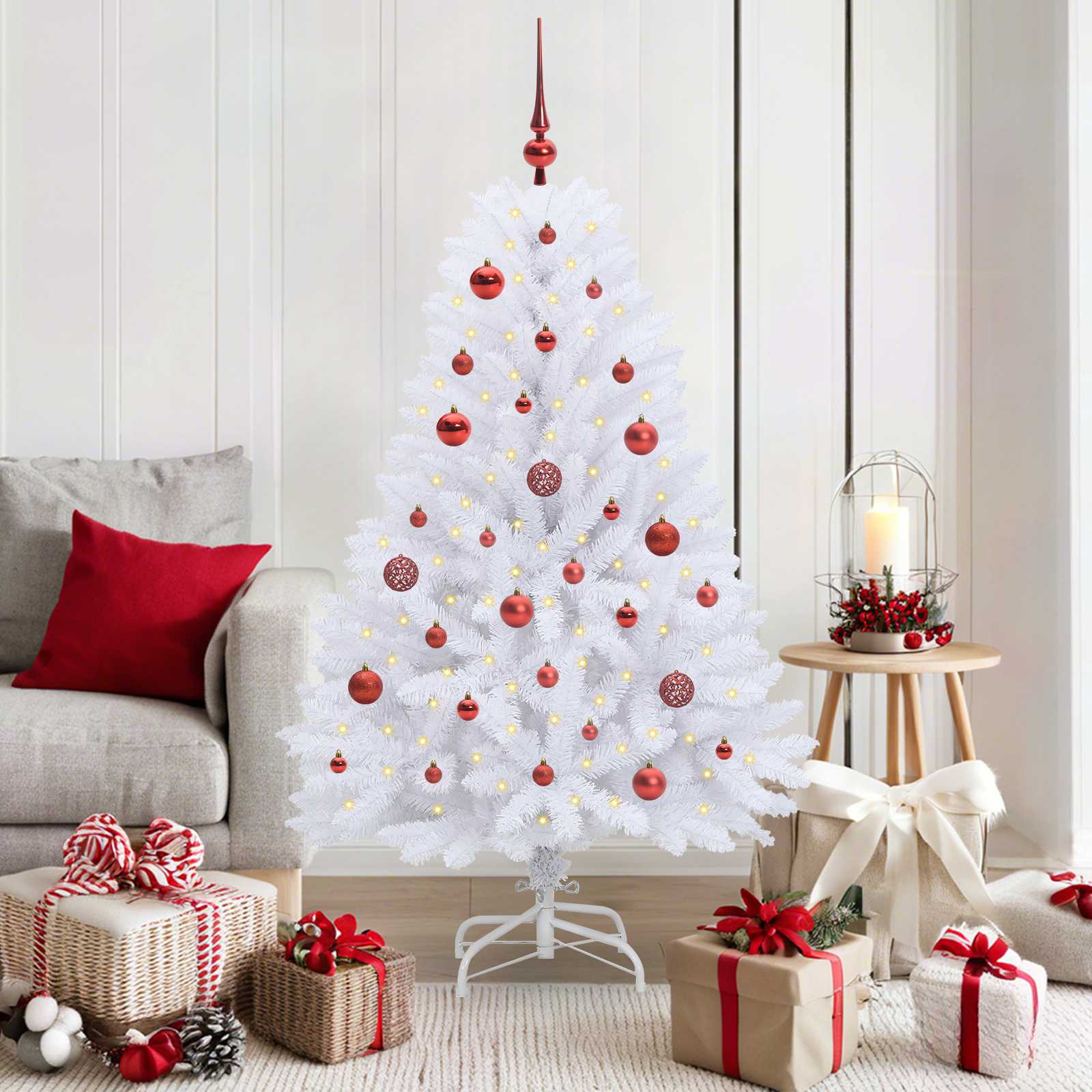 Kunstmatige Inklapbare Kerstboom Wit 150 cm PVC en Staal